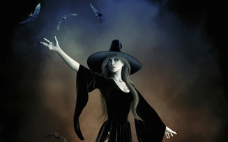 ведьма, шляпа, магия, девушка, колдовство, летучие мыши