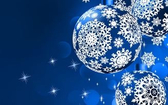 шары, звезды, праздник, фон, снежинки, Синие, новый год